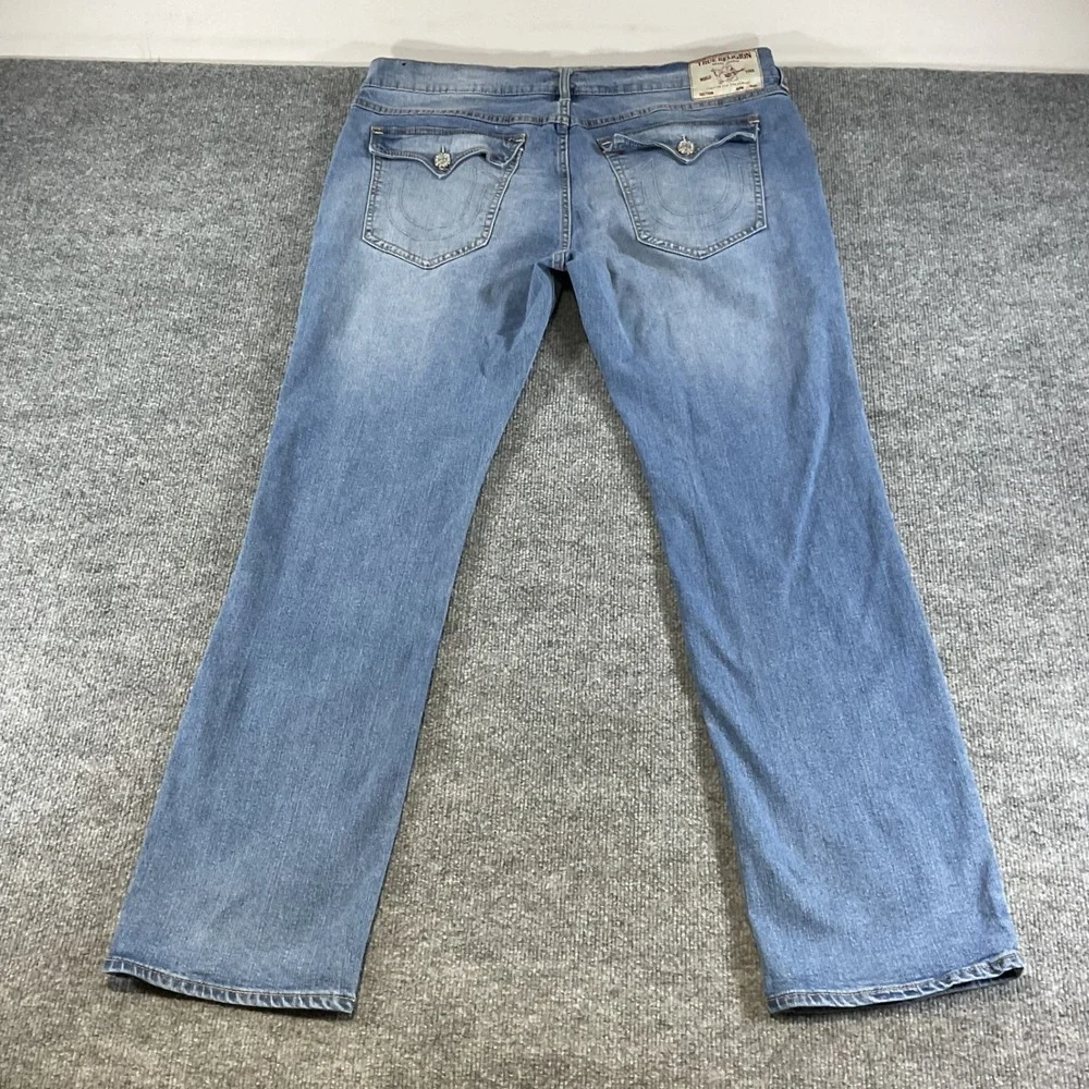 True Religion Ricky Relaxed Straight Jeans Mens 40x34 Blue Stretch Denim Pants